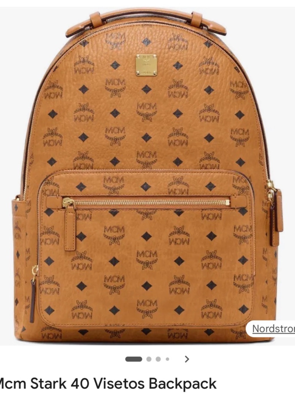MCM Cognac Visetos 40 Monogram Backpack with Gold Hardware